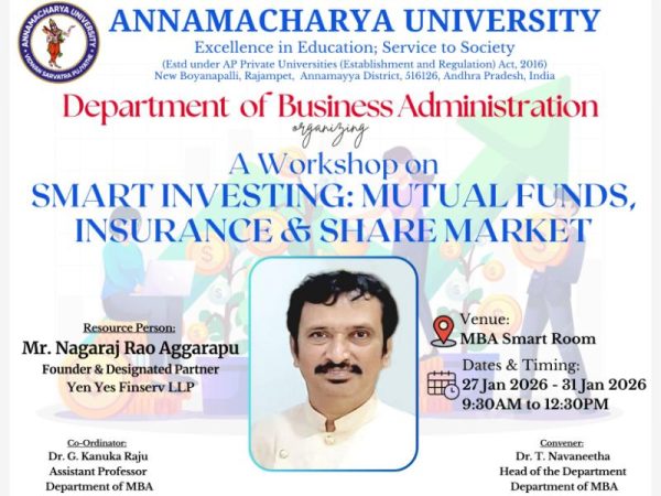 A Workshop On Smart Investing: Mutual Funds, Insurance & Share Market