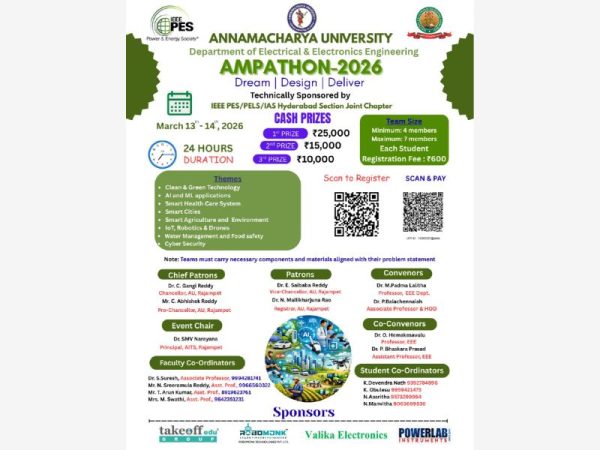 The Department of Electrical and Electronics Engineering, Organizing AMPATHON-2026(24 Hours Duration) on March 13th & 14th, 2026.