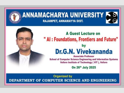 A Guest Lecture on AI: Foundations, Frontiers and Future – Jointly Organized by the Departments of AI&ML, CSE(AI) and CSE.